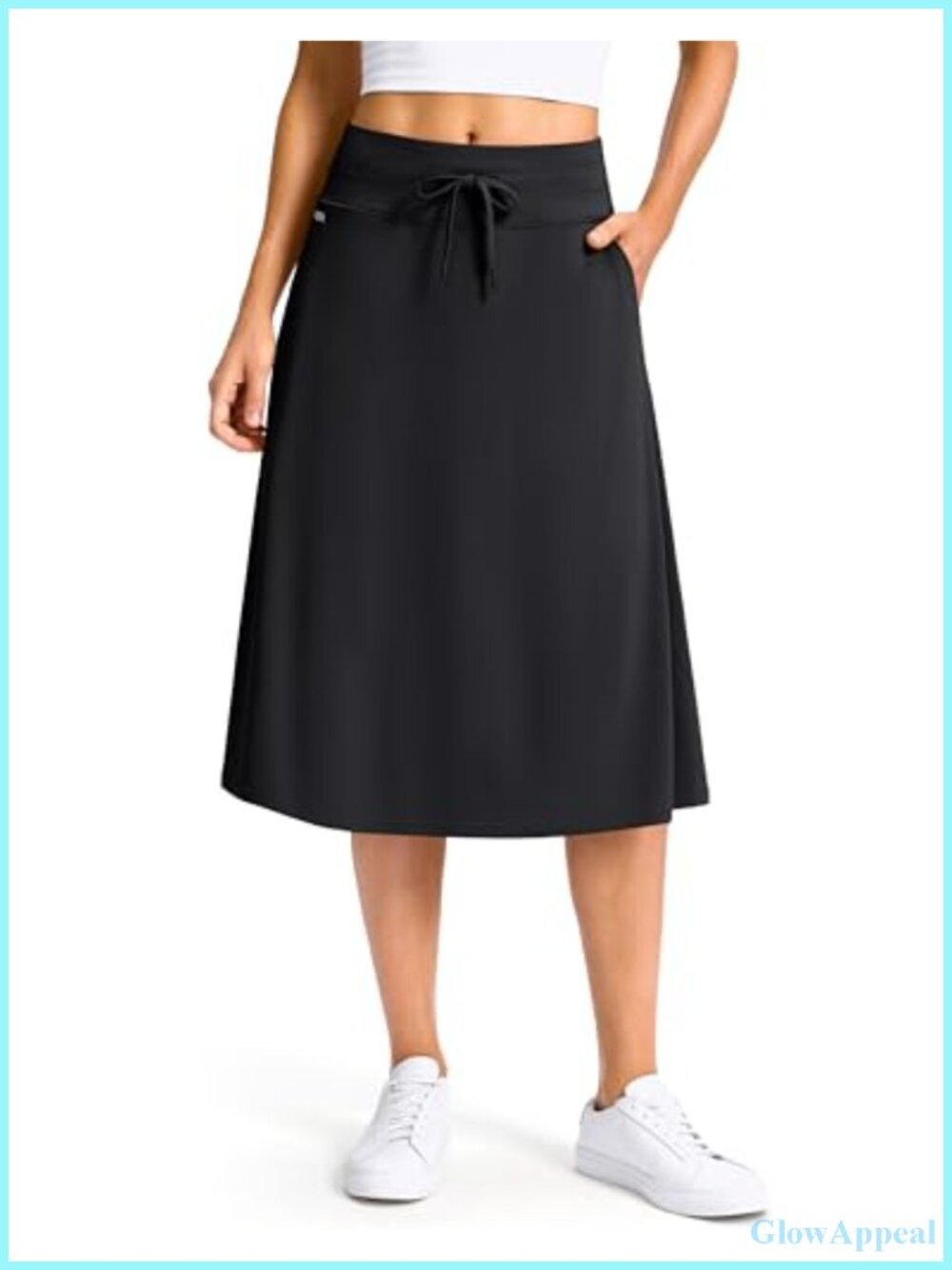 High Waisted Midi Skorts with Pockets 28'' Built-in Shorts Golf Skort